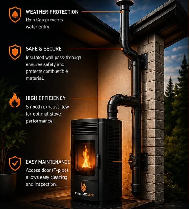 A complete flue kit. by THERMOLUX